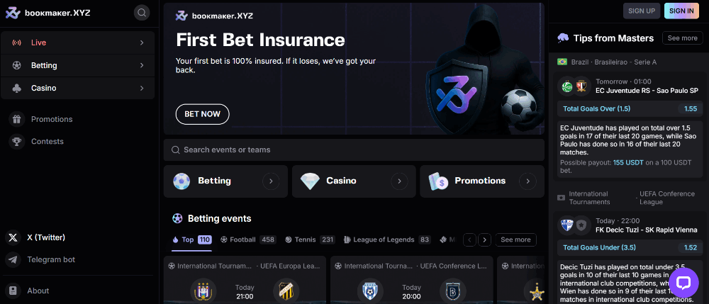 Bookmaker.xyz Krypto Casino Bonus ohne Umsatzbedingungen 

