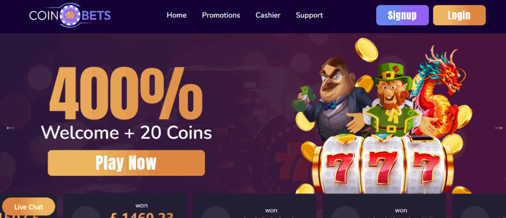 Coinbets777 – High Roller Krypto Casino Boni und Freispiele 
